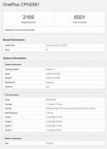 ​一加新机现身 Geekbench：骁龙 8 Gen 3 搭配 16GB 内存，安卓 14