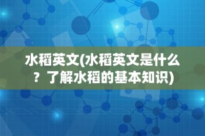 ​水稻英文(水稻英文是什么？了解水稻的基本知识)