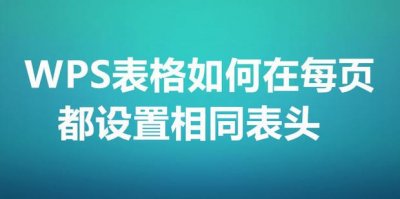 ​WPS表格如何在每页都设置相同表头